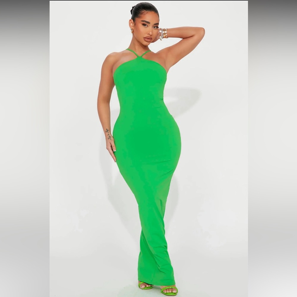 Fashionnova Green Maxi Dress